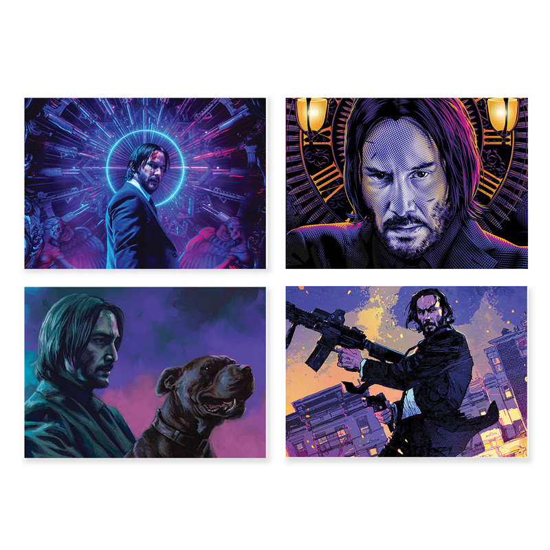 Póster diseño John Wick, código A-2078, juego de 4