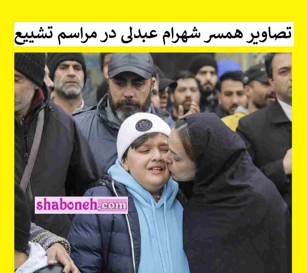 گریه همسر شهرام عبدولی در مراسم تشییع و تابوت